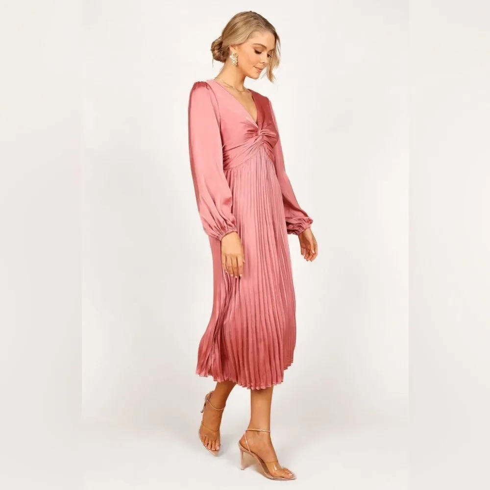 Petal & Pup Noelle Twist front pleated midi dress XS NEW $98 - Picture 7 of 11
